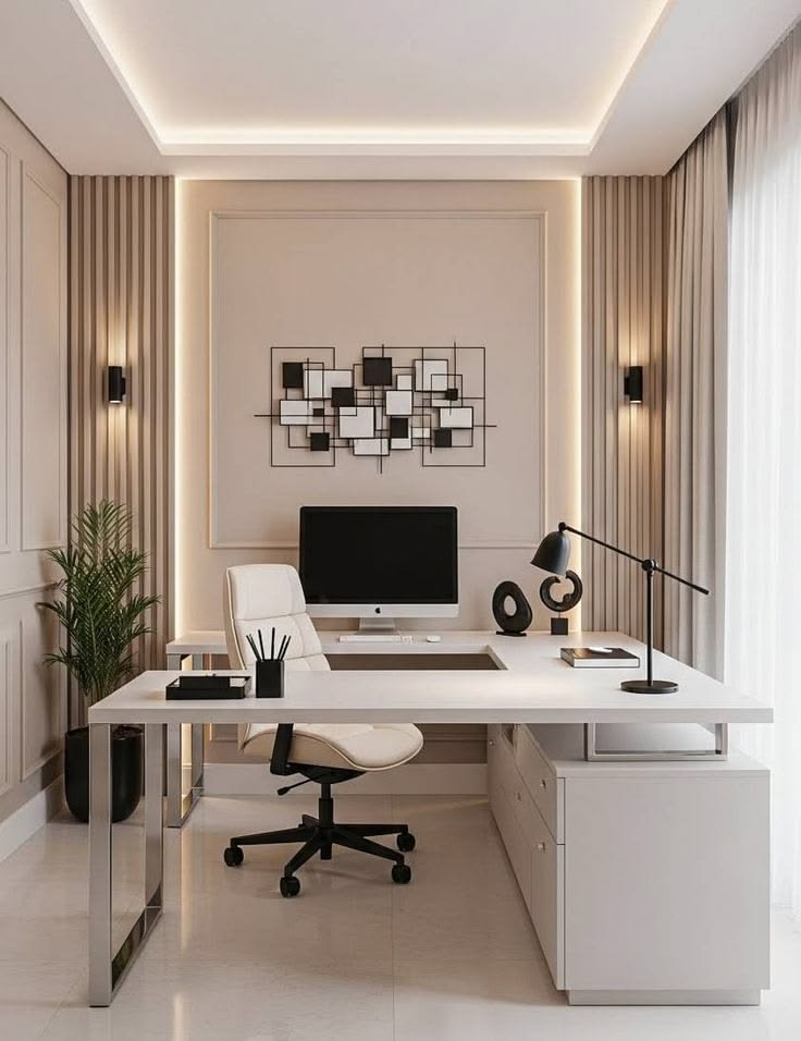 Modern MD Chamber with Private VIP Leather Sofa Meeting Lounge #93